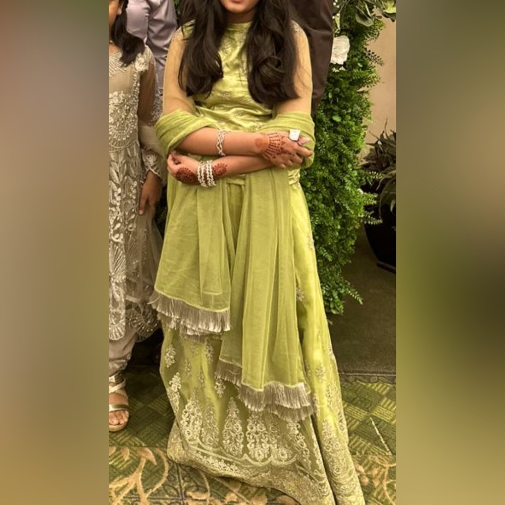 Green Pakistani sharara